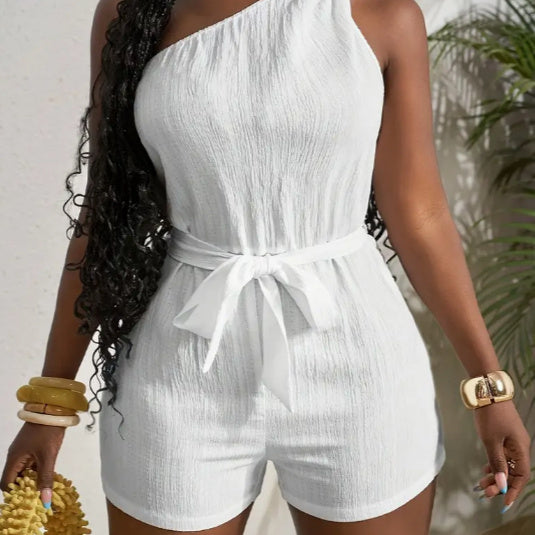 Bohemian Style One Shoulder Romper