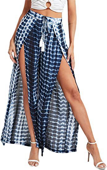 Casual Tassel Lace-up Waist Wide-leg Pants