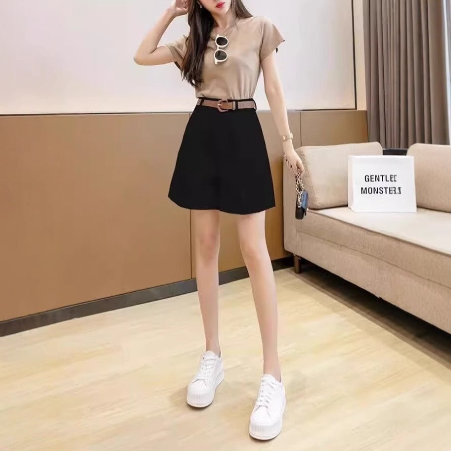 Wide Leg Simple Cropped Trousers