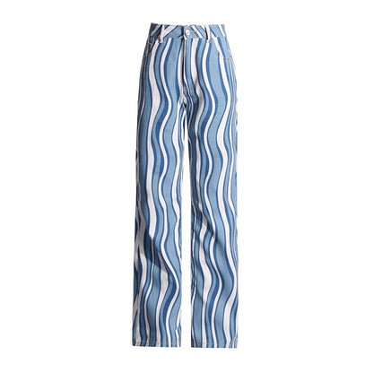 Personality Wave Denim Two Piece Suit