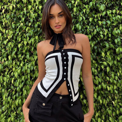 Single Breasted Sweater Knitted Bra Vest