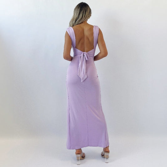 Sleeveless Slit Dress With Back Tie