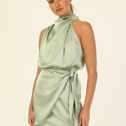 Elegant Short Halter Neck Dress