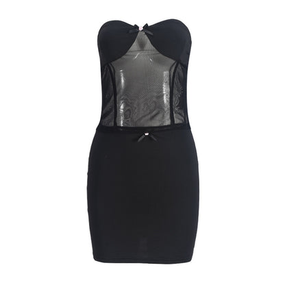 Fashionable See-through Two-piece Skirt Set