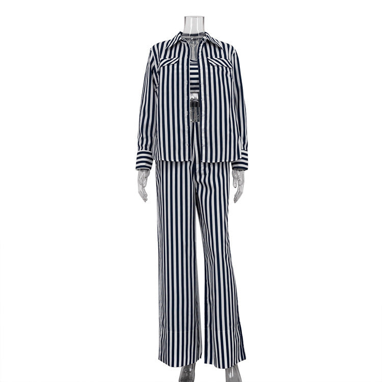 Striped Long Sleeve Three-piece Set