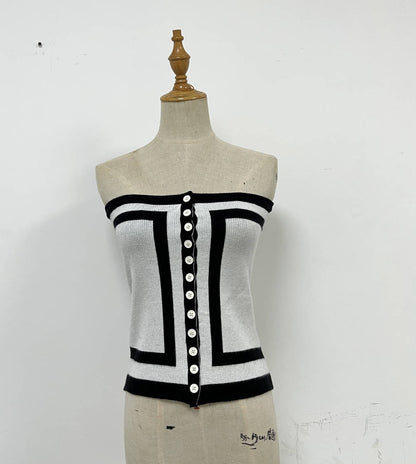 Single Breasted Sweater Knitted Bra Vest