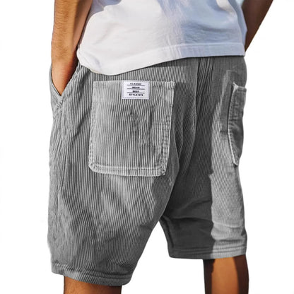 Multi-pocket Embroidery Mark Corduroy Shorts