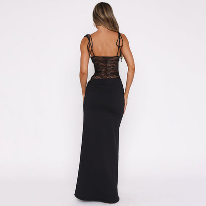 Lace Long Suspender Dress