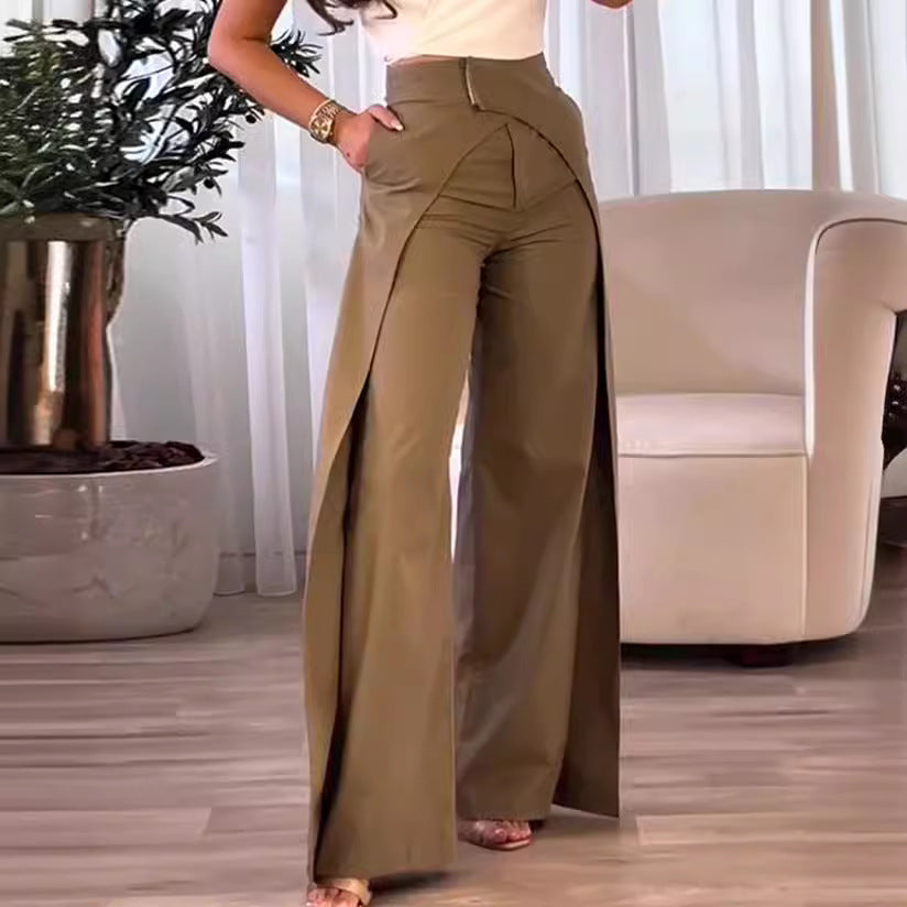 European Cross-design Wide-leg Pants