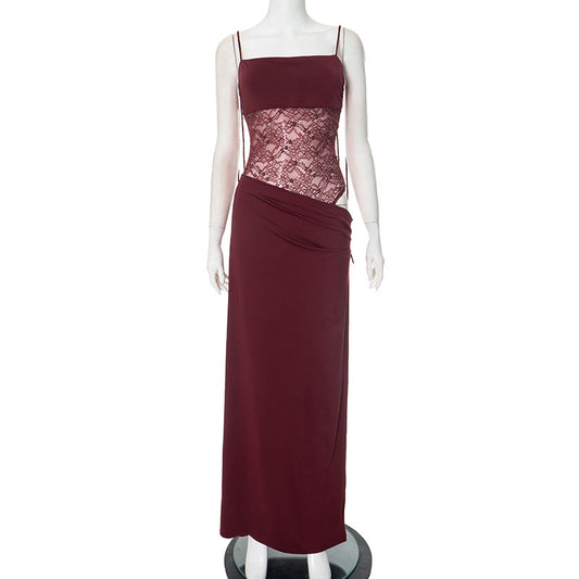 Lace Long Suspender Dress