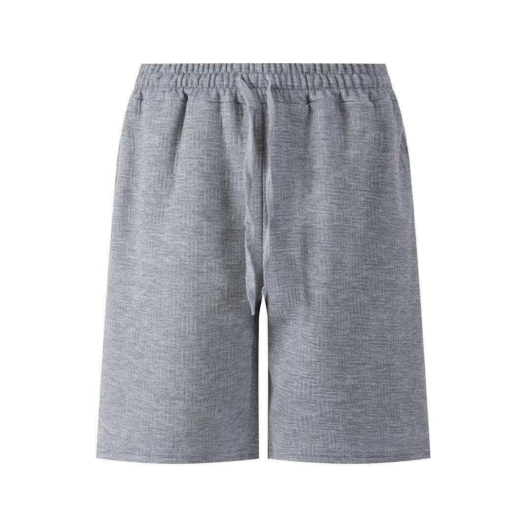 Solid Color Heavy Jacquard Sweat Shorts
