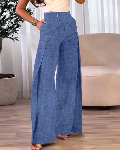 European Cross-design Wide-leg Pants