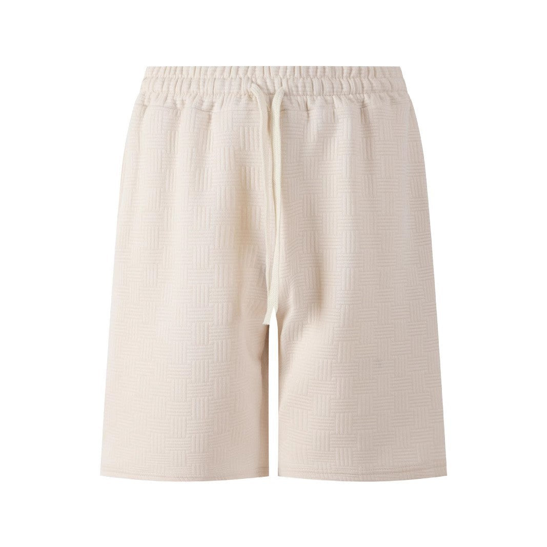 Solid Color Heavy Jacquard Sweat Shorts