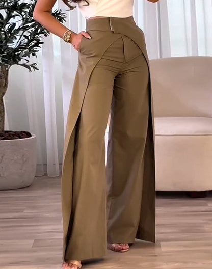European Cross-design Wide-leg Pants