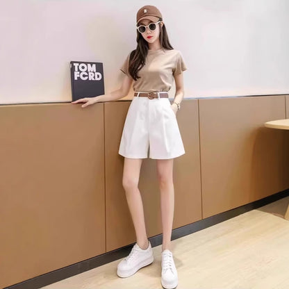 Wide Leg Simple Cropped Trousers