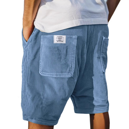 Multi-pocket Embroidery Mark Corduroy Shorts