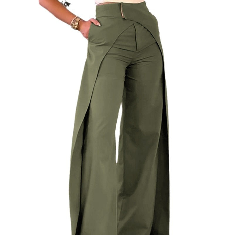 European Cross-design Wide-leg Pants