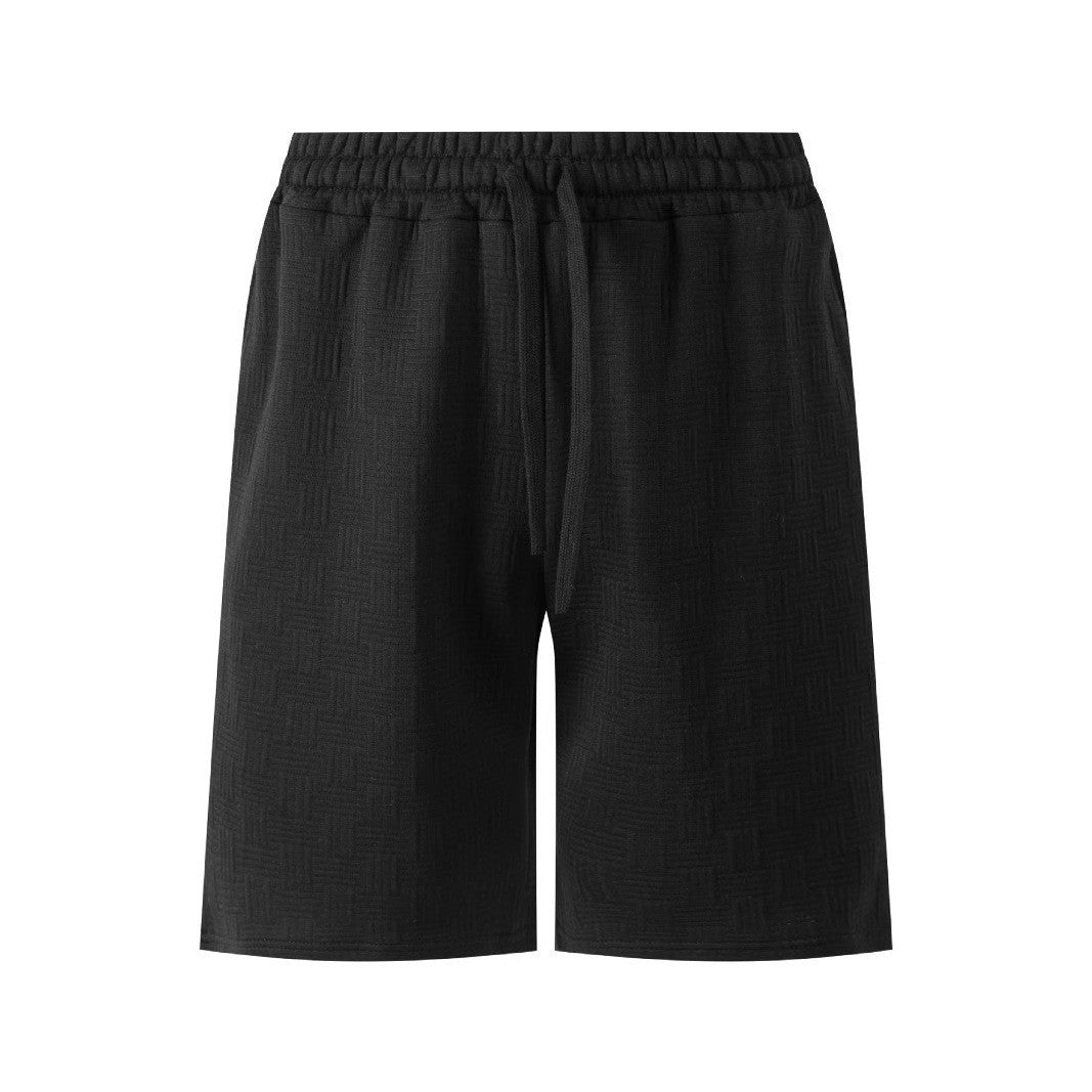 Solid Color Heavy Jacquard Sweat Shorts