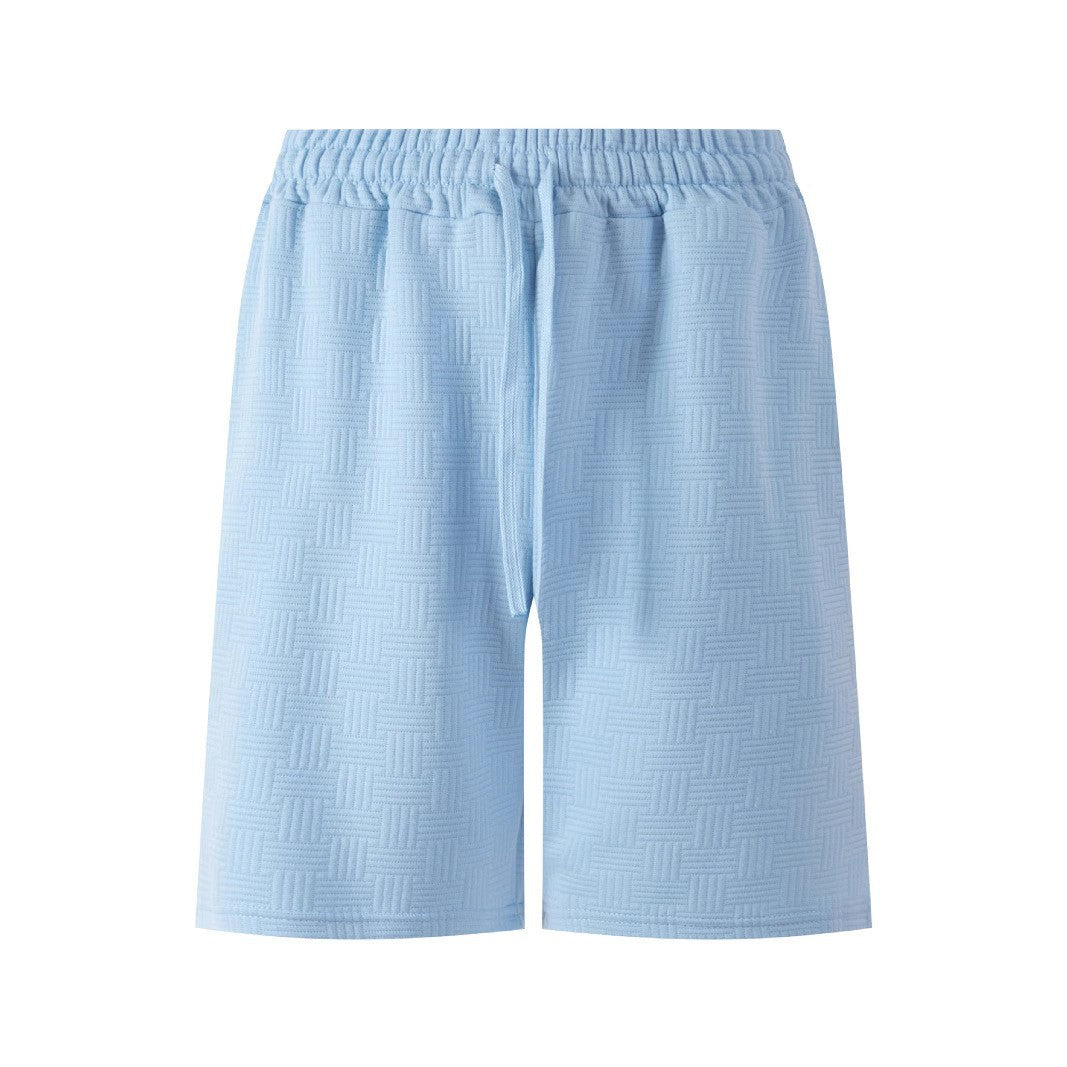 Solid Color Heavy Jacquard Sweat Shorts