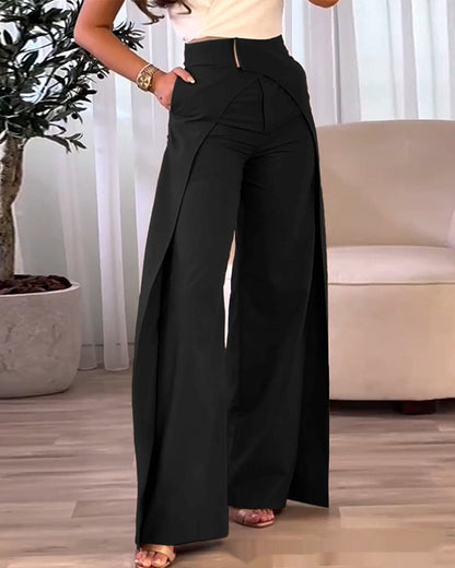 European Cross-design Wide-leg Pants