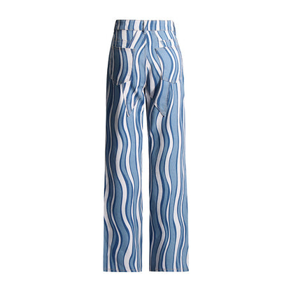 Personality Wave Denim Two Piece Suit