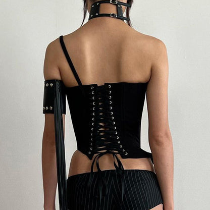 Single Shoulder Fishbone Sling Top