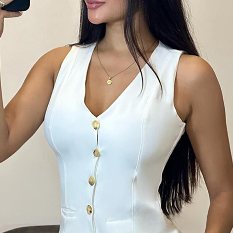 Sleeveless Vest and Shorts Suit