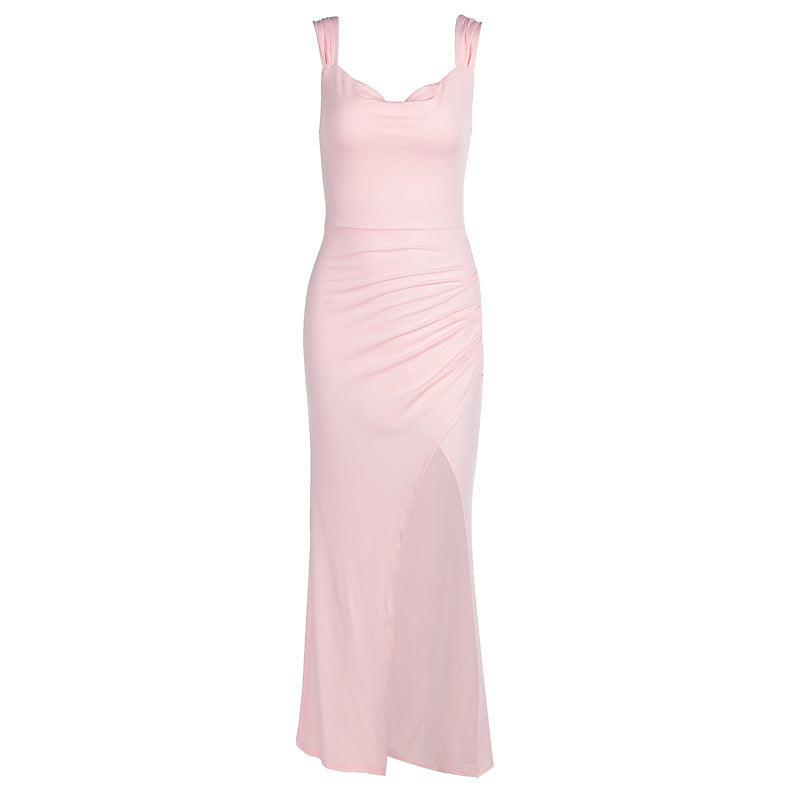 Sleeveless Slit Dress With Back Tie
